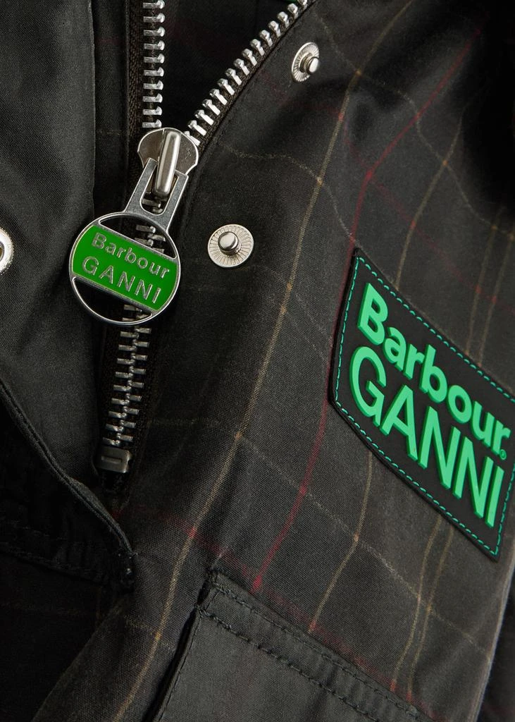Barbour X Ganni checked hooded waxed cotton jacket 5