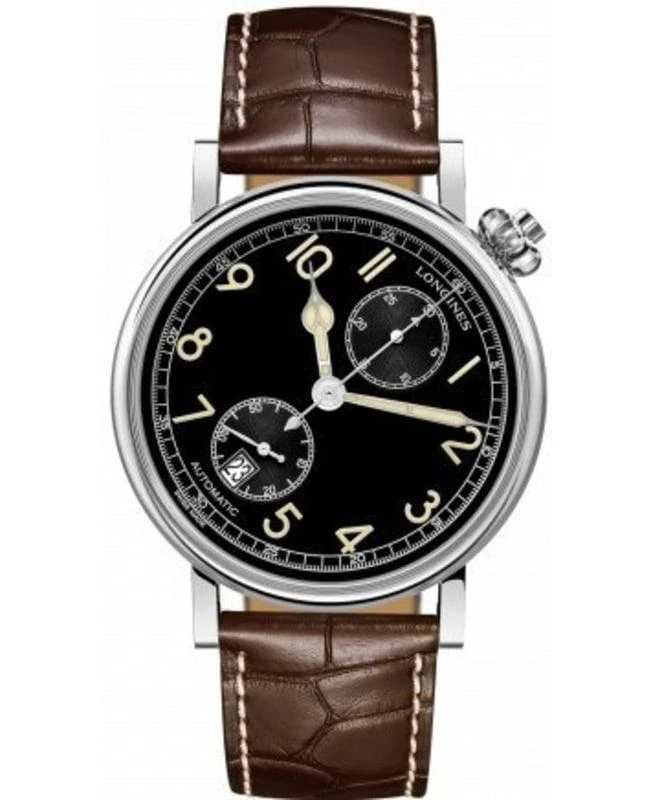 Longines Longines The Longines Avigation Type A-7 1935 Black Chronograph Dial Leather Strap Men's Watch L2.812.4.53.2 1