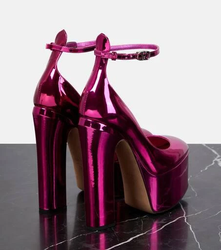Valentino Tan-Go metallic leather platform pumps 3