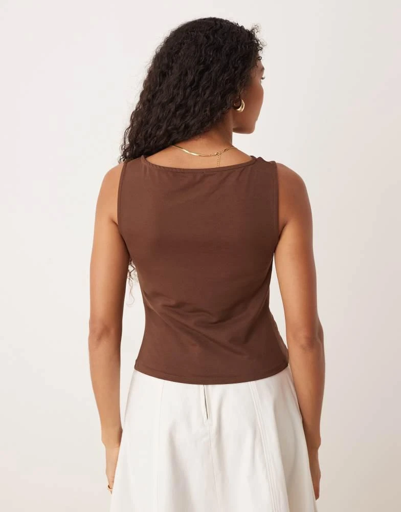 ASOS ASOS DESIGN jersey ruched detail tank top in dark brown