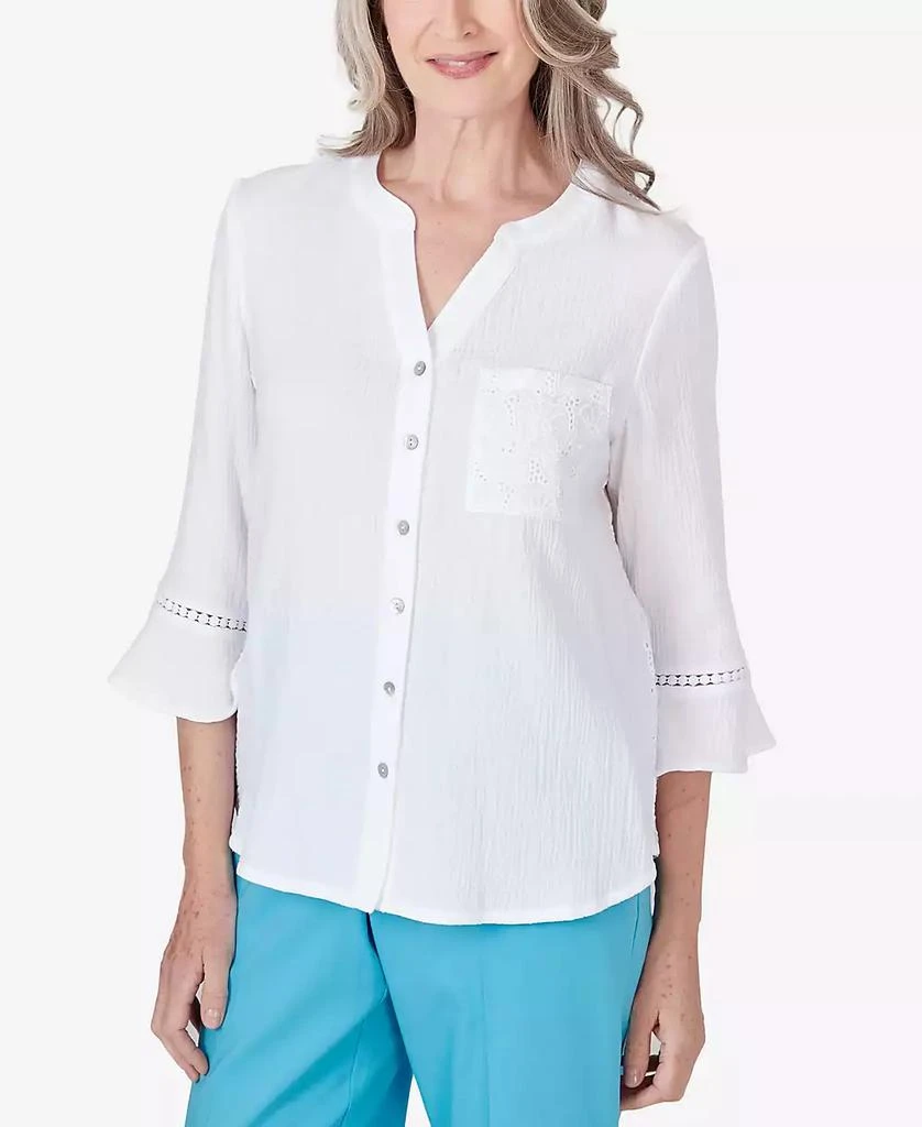 Alfred Dunner Women's Summer Breeze Button Down Gauze Top 5