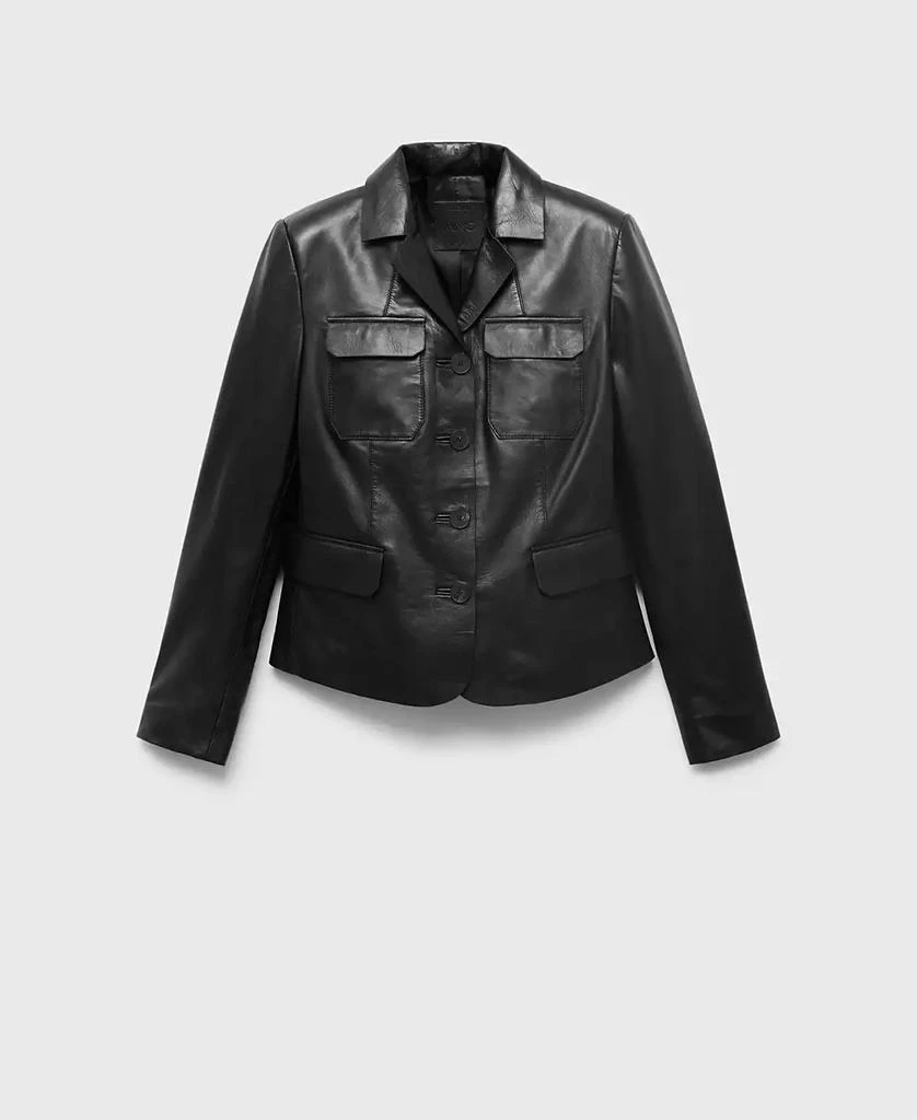 Shop Women's Leather Pockets Blazer on Sale at BeyondStyle – Get