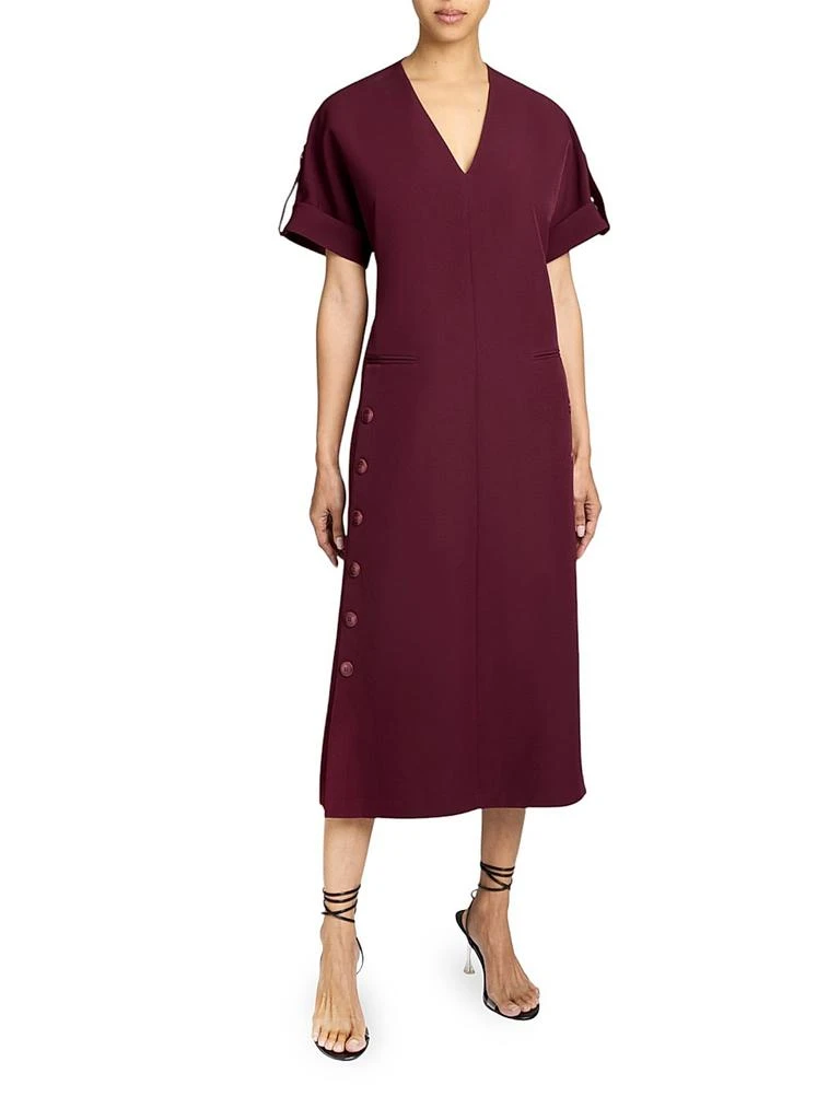 Santorelli Linen-Blend A-Line Button Midi-Dress 2