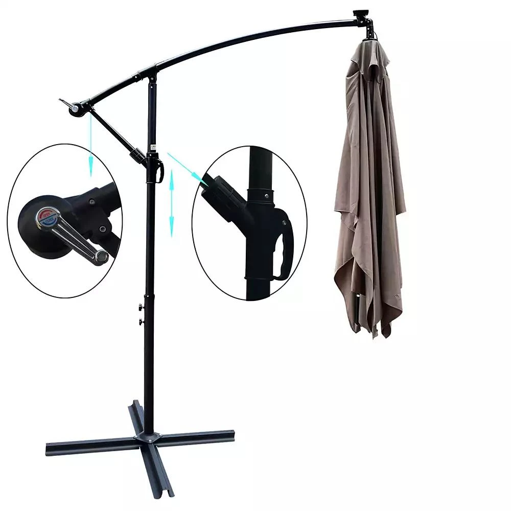 Streamdale Furniture Solar Powered LED Patio Umbrella, 8 Ribs, Crank and Cross Base 3