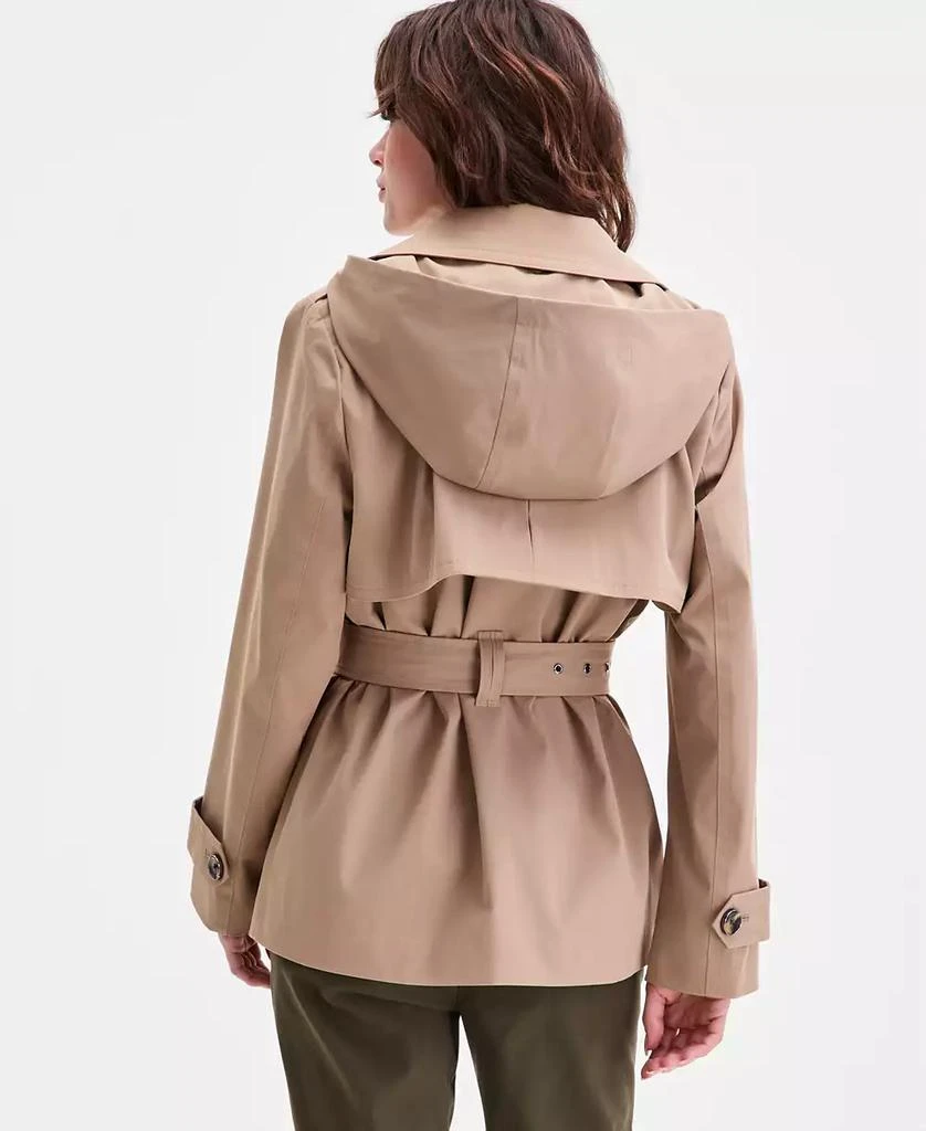 London Fog Women
s Short Double-Breasted Belted Trench Coat 5