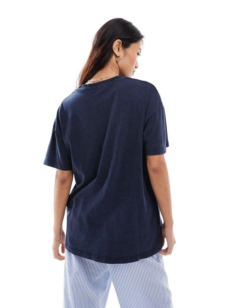 Pull&Bear Pull&Bear wave graphic t-shirt in navy 2