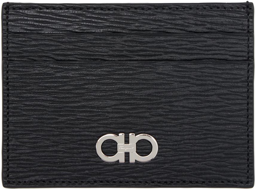Salvatore Ferragamo Black & Red Gancini Card Holder - Bags