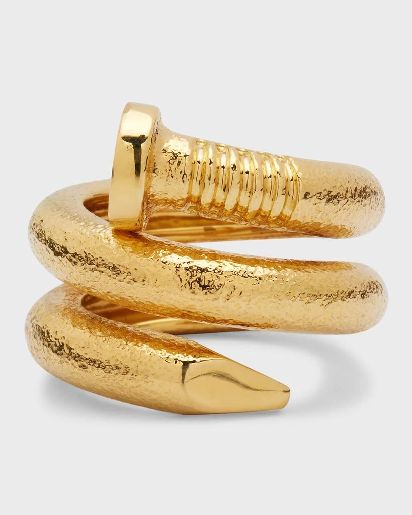 David Webb 18k Hammered Nail Ring, Size 6.5