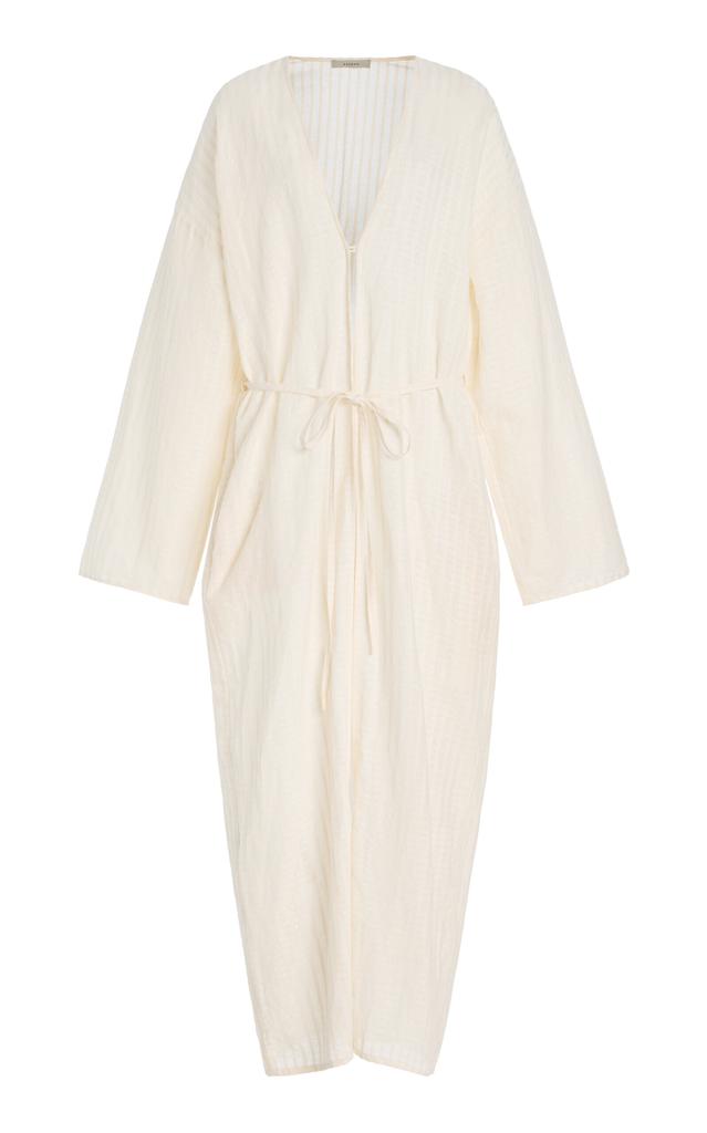 Asceno Asceno - The Lorenzo Cotton-Linen Robe - White - XL - Moda Operandi