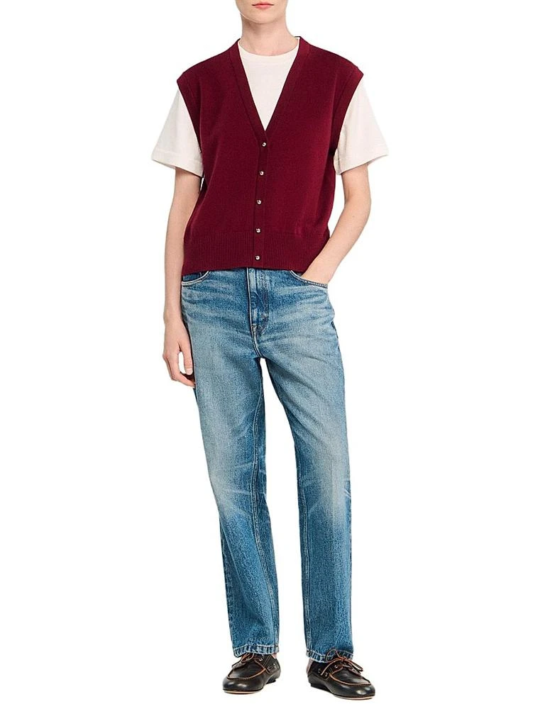 Sandro Two-Tone Wool and Cashmere Sweater 5