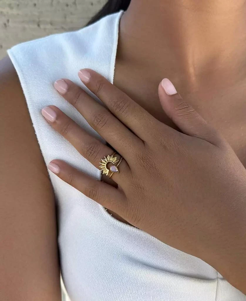 ADORNIA Tarnish Resistant Gold Opal Sunrise Ring Set 3