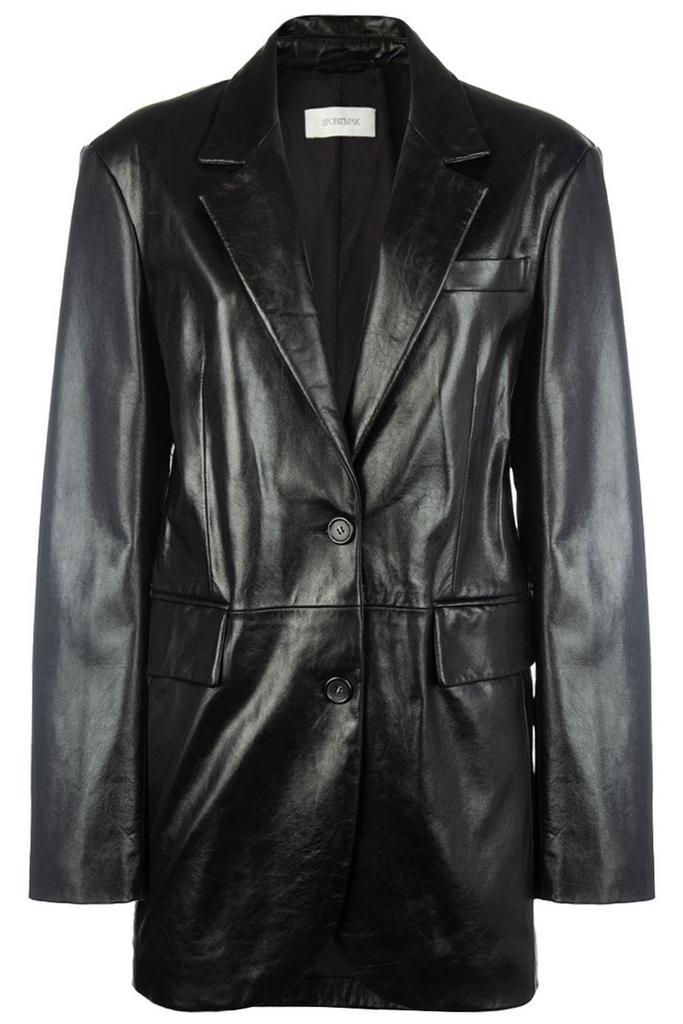 Shop Sportmax Teoria Single-Breasted Leather Jacket on Sale at