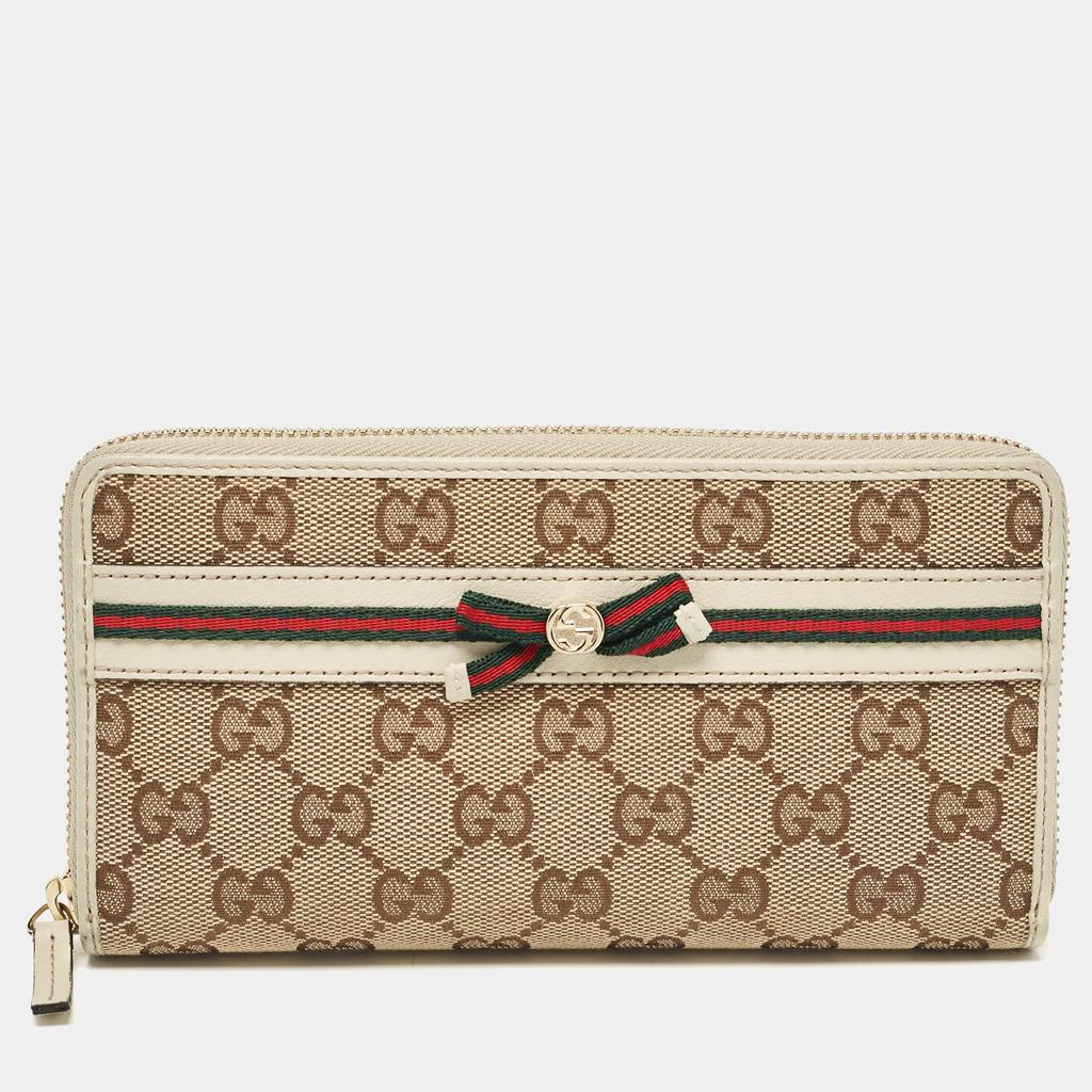 Gucci Gucci Off White/Beige GG Canvas Mayfair Zip Around Wallet
