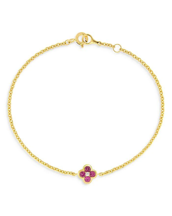 Bloomingdale
s Fine Collection Pink Sapphire 
Diamond Bezel Clover Chain Link Bracelet in 14K Yellow Gold
