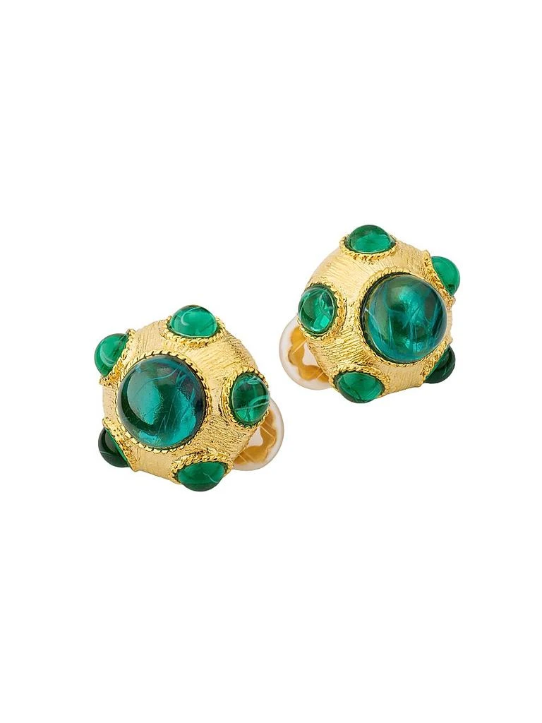 Kenneth Jay Lane Goldtone 
Faux Emerald Clip-On Earrings 3