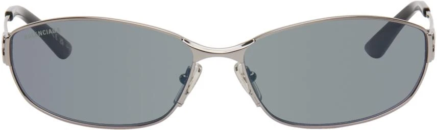Balenciaga Gunmetal Mercury Oval Sunglasses 1