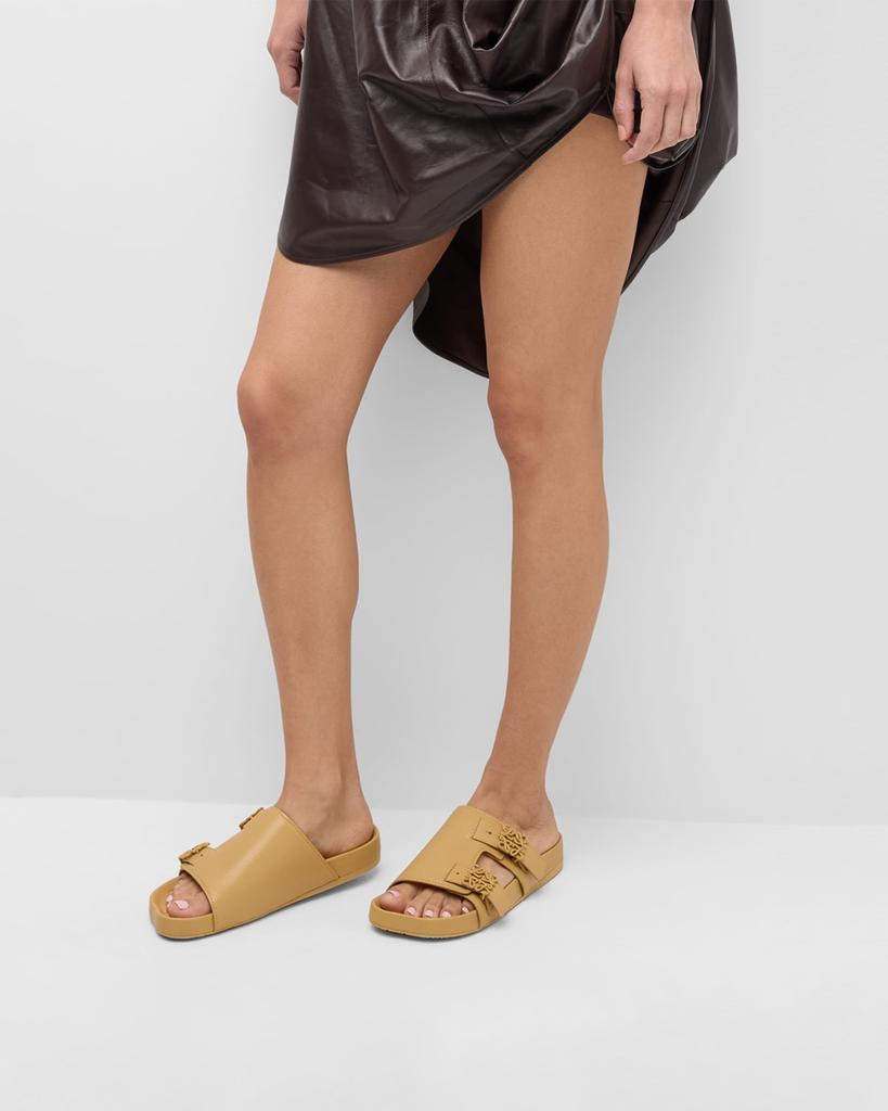 Loewe Ease Leather Dual-Buckle Slide Sandals - Slippers