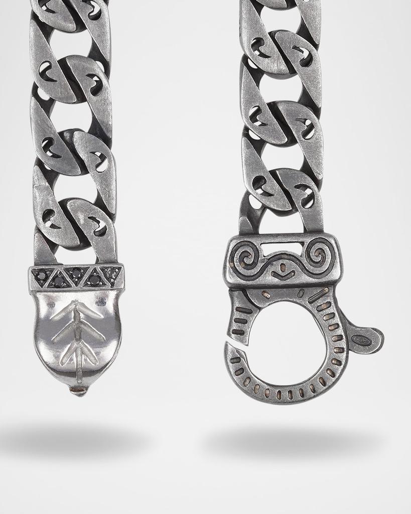 Marco Dal Maso Flaming Tongue Wide-Link Sterling Silver Necklace with Black Diamonds, 22"