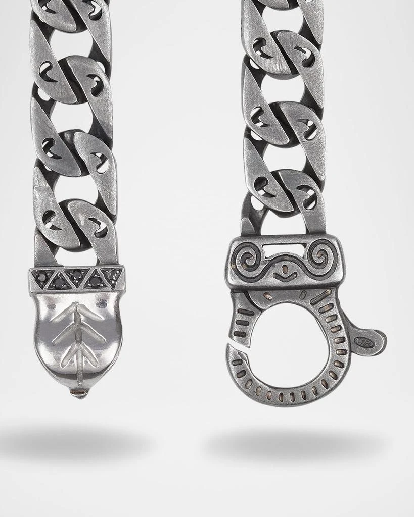 Marco Dal Maso Flaming Tongue Wide-Link Sterling Silver Necklace with Black Diamonds, 22" 2