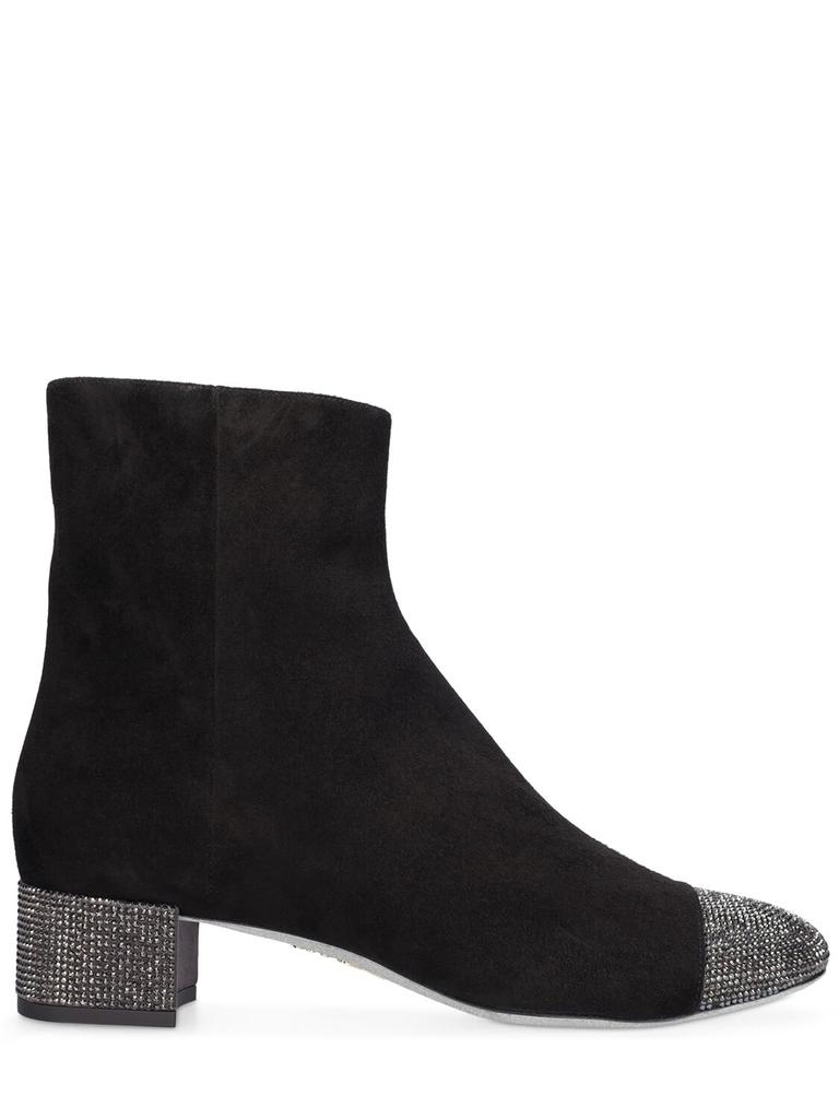 RENÉ CAOVILLA 40mm Suede & Crystals Ankle Boots