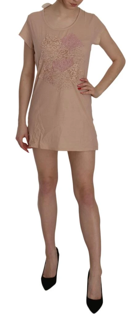 PINK MEMORIES MEMORIES Lace Short Sleeve Shift Mini Women
s Dress