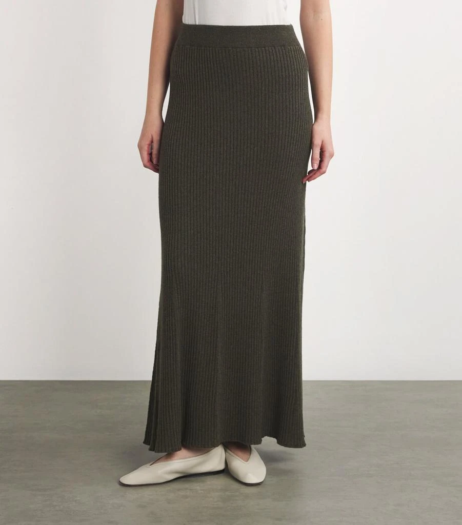 Johnstons of Elgin Cashmere Ribbed A-Line Midi Skirt 3