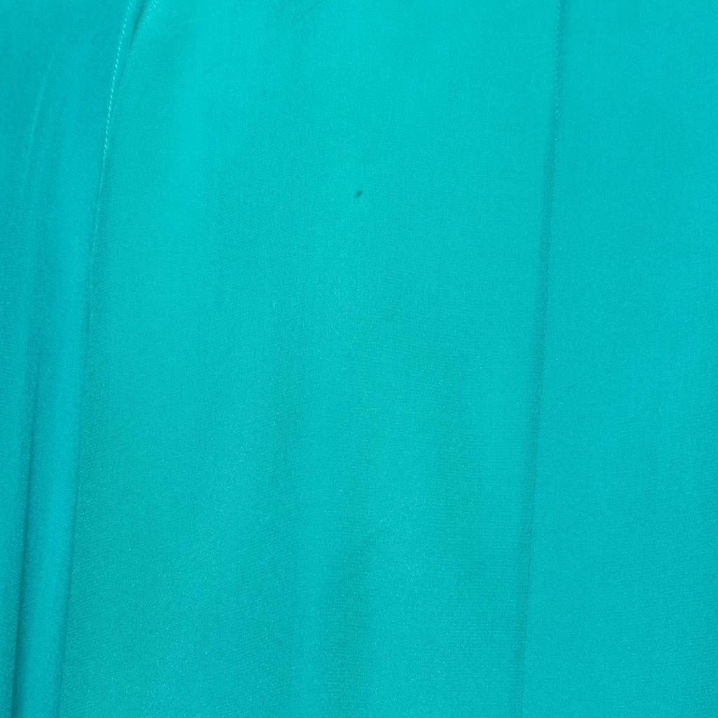 Elie Saab Elie Saab Green Crepe Silk Ruffled Overlay Shirt S 5