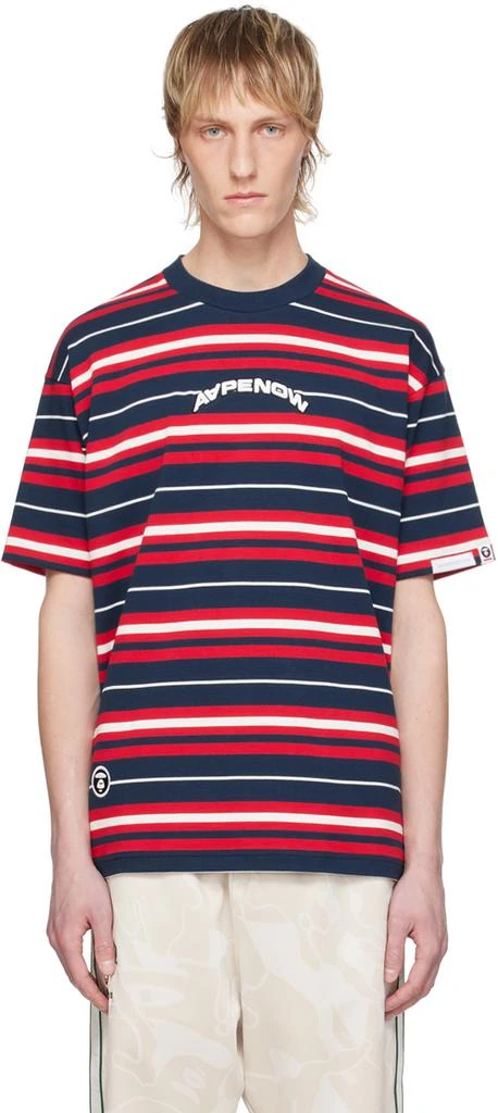 AAPE by A Bathing Ape Navy & Red Striped T-Shirt 1