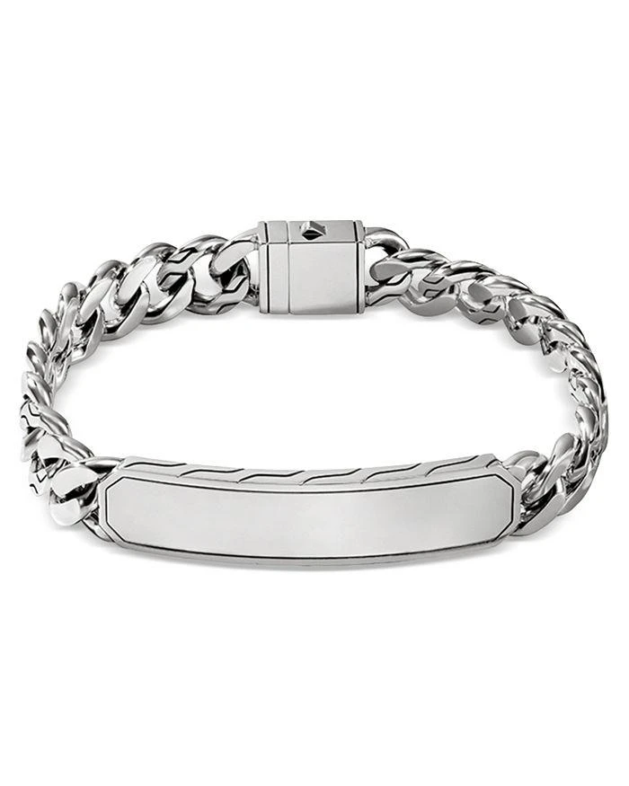 John Hardy Men
s Sterling Silver Carved Chain ID Plate Curb Link Bracelet