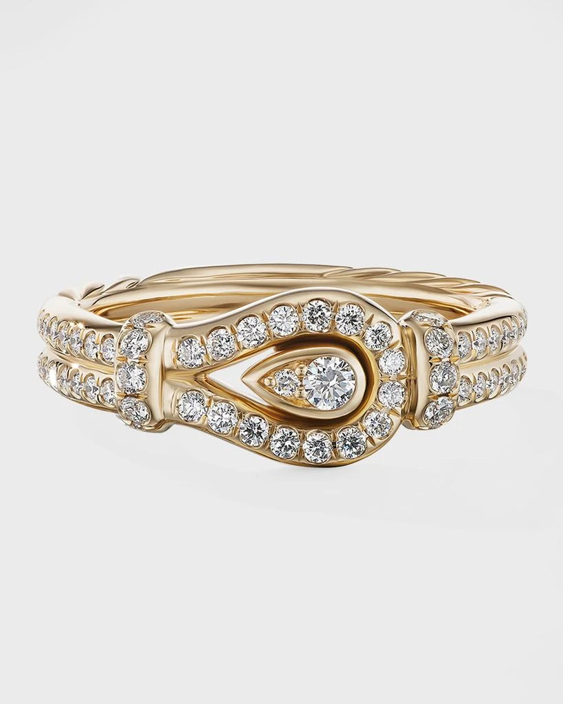 David Yurman Thoroughbred Loop Ring with Full Pave Diamonds in 18K Gold, 4mm