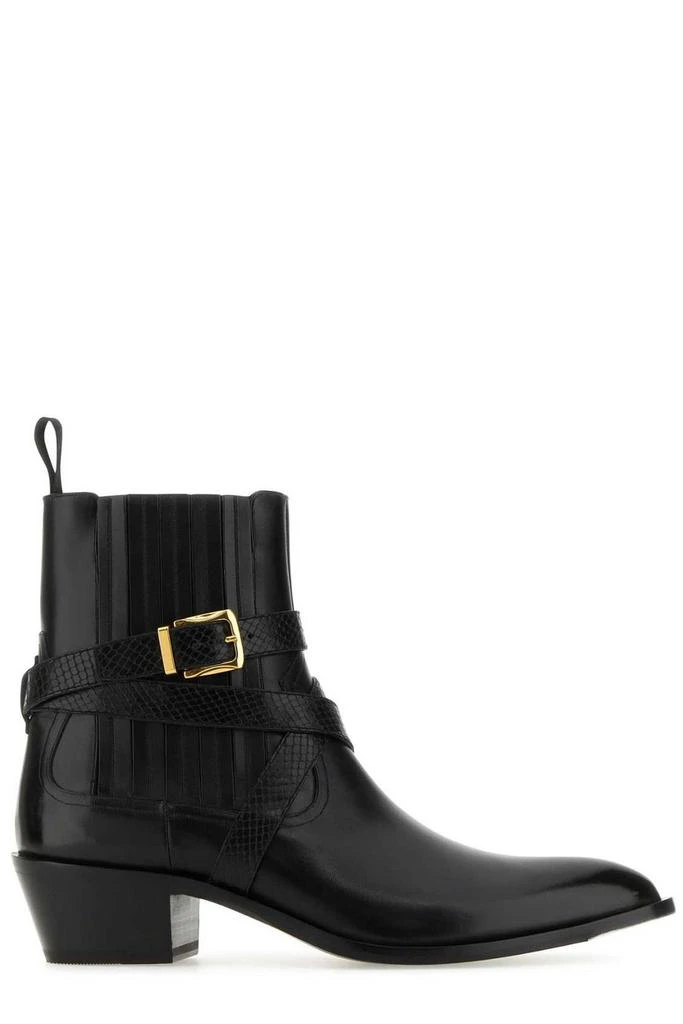Bally Bally Pointed-Toe Buckle-Detailed Ankle Boots 1