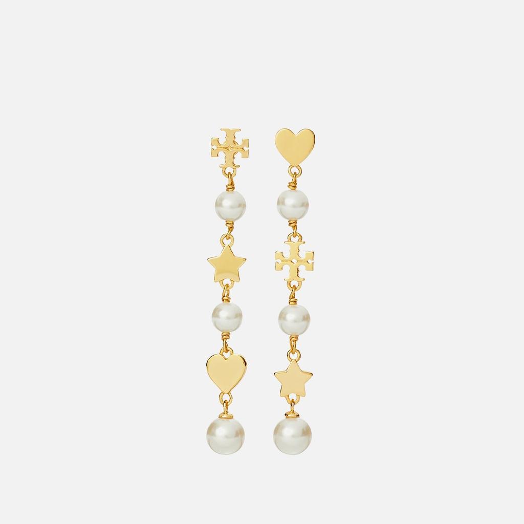 Tory Burch Tory Burch Kira Linear Pearl Gold-Tone Earrings