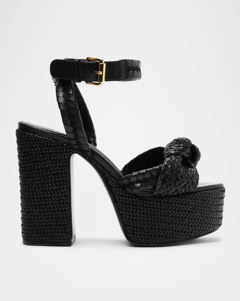 Schutz Khari Knotted Leather Ankle-Strap Platform Sandals 1