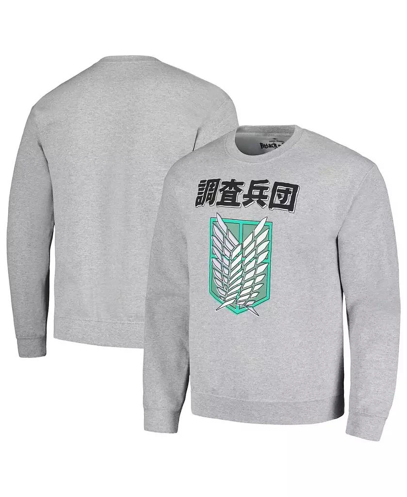 Ripple Junction Men's and Women's Heather Gray Attack on Titan Graphic Fleece Sweatshirt 1