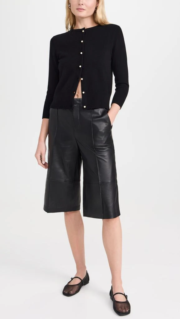 Vince Mid Rise Leather Long Shorts 4