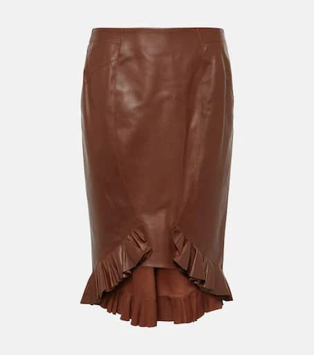 Tom Ford Ruffled leather midi skirt 1
