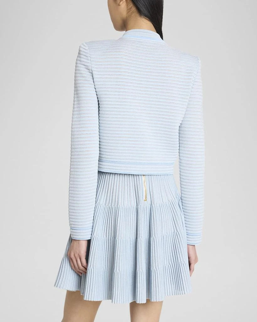 Balmain Buttoned Striped Knit Crop Cardigan 3