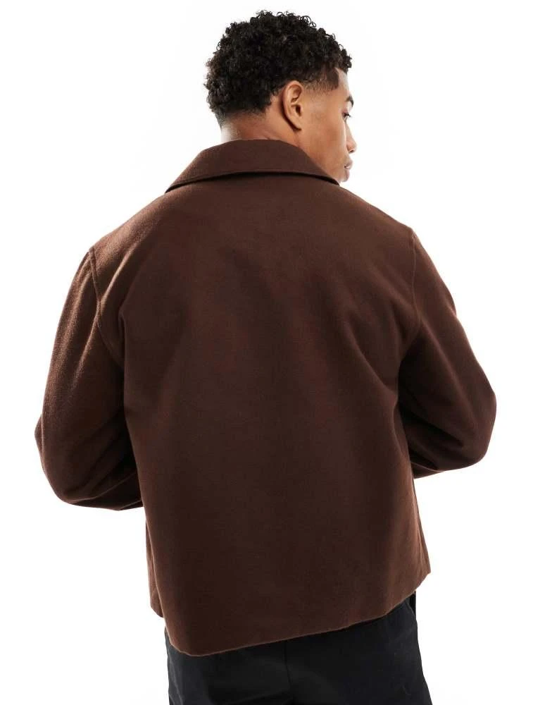 ASOS ASOS DESIGN wool look harrington  jacket in brown 3