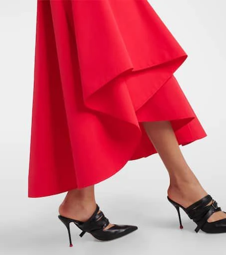 Alexander McQueen Asymmetric cotton poplin midi dress - Dresses & Skirts -  Free Shipping - BeyondStyle