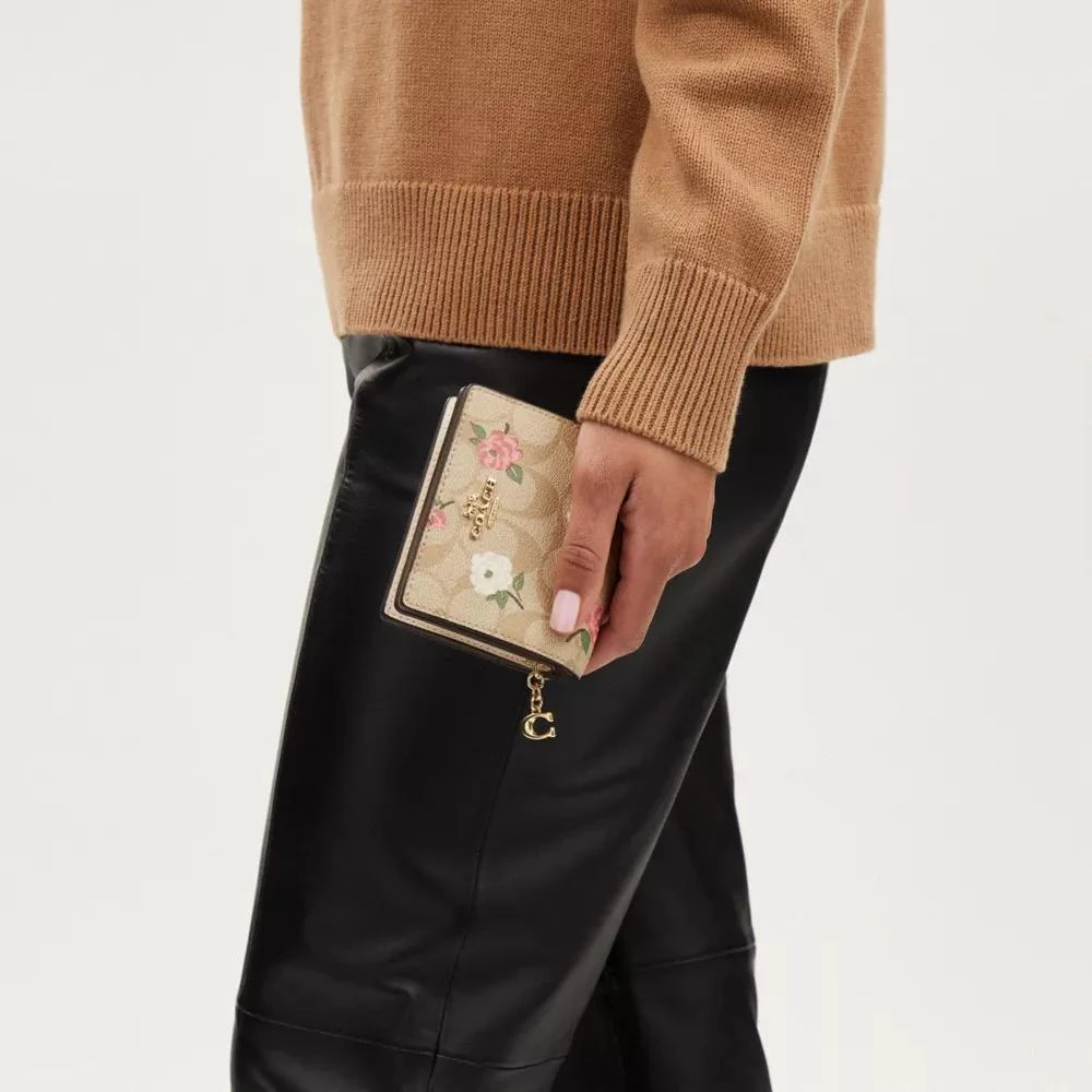 Coach Snap Wallet In Signature Canvas With Floral Print 4