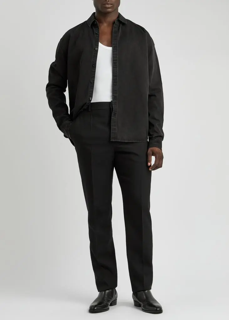 Yves Saint Laurent Logo-embroidered denim shirt 4
