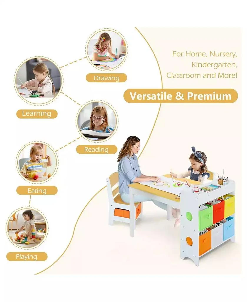 Kinder King 3-in-1 Kids Table and 2 Chairs Set with Storage, Removable Top and Chalkboard for Art, Crafts, and Reading 6