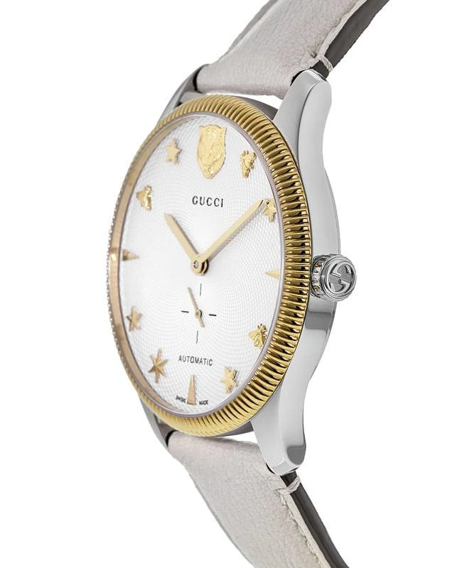 Gucci Gucci G-Timeless Automatic Silver Dial White Leather Strap Men's Watch YA126348 3
