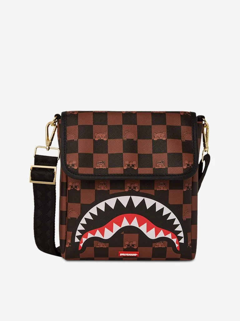 SprayGround Kids Peeking Character Check Messenger Sling Bag in Brown (25.5cm) 1