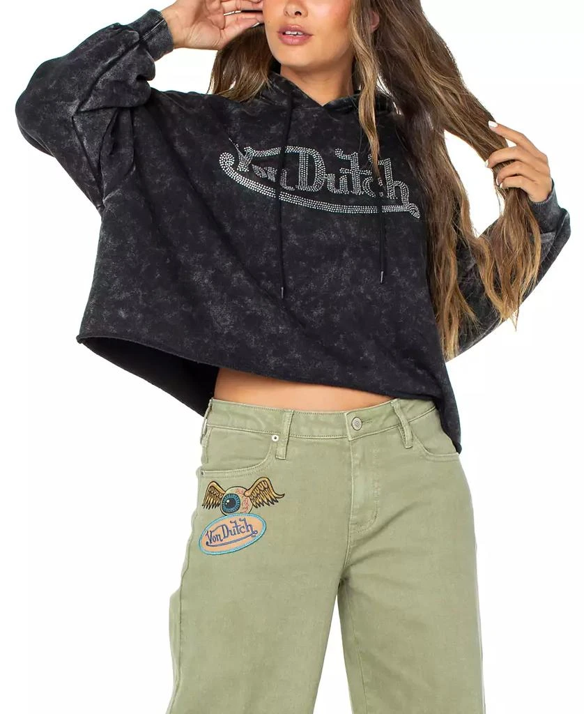 Von Dutch Women's Rhinestone-Logo Crop Hoodie 2