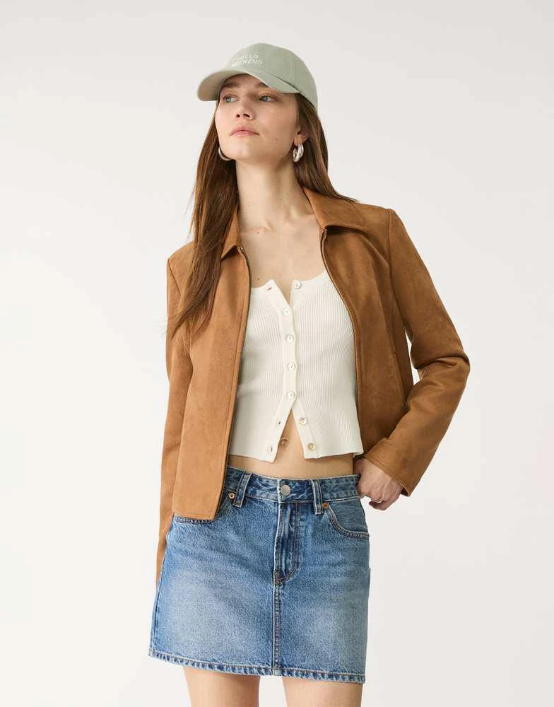 Stradivarius Stradivarius D60 denim mini skirt in light blue 4