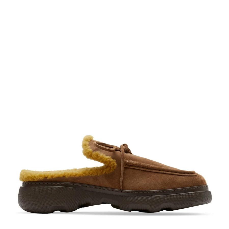 Burberry Stony Suede and Shearling Stony Mules