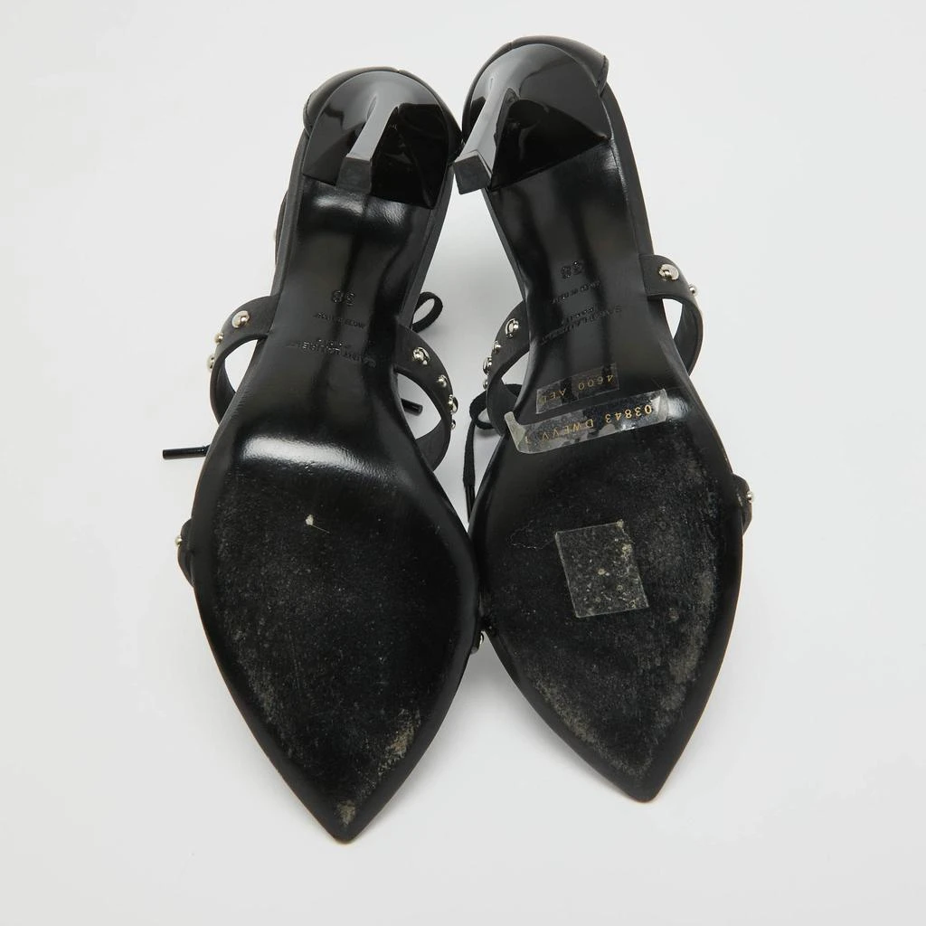 Yves Saint Laurent Saint Laurent Black Leather iris Studded Ankle Strap Sandals Size 38 6