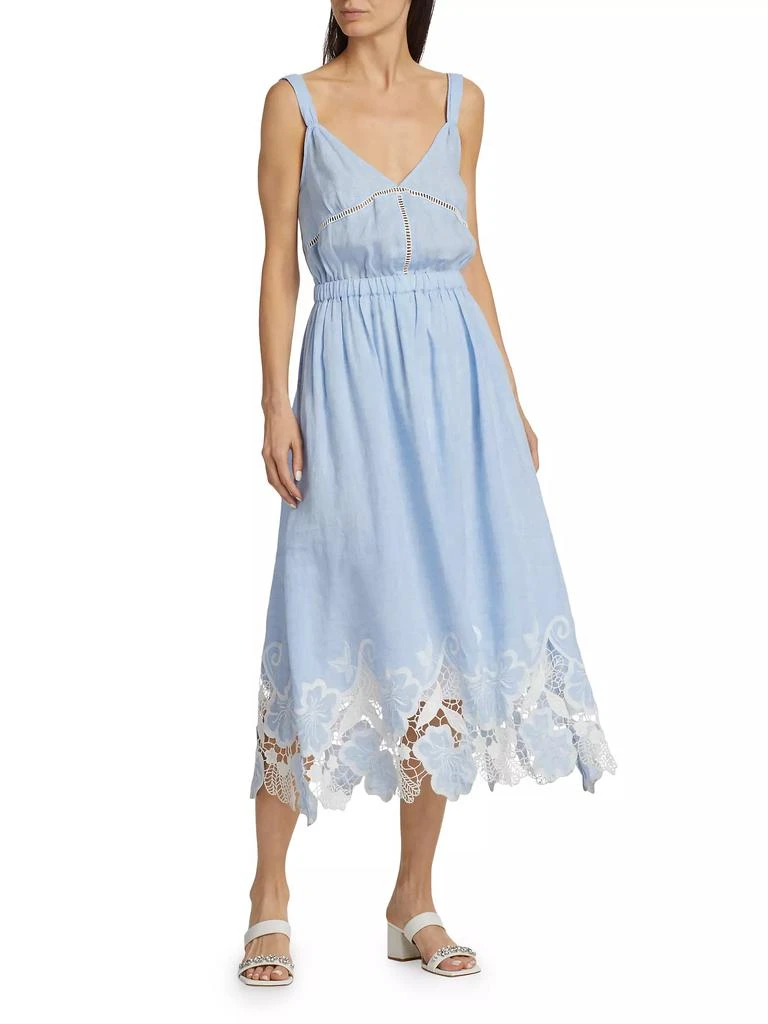 Ramy Brook Aubriella Linen Lace-Trimmed Midi-Dress 3