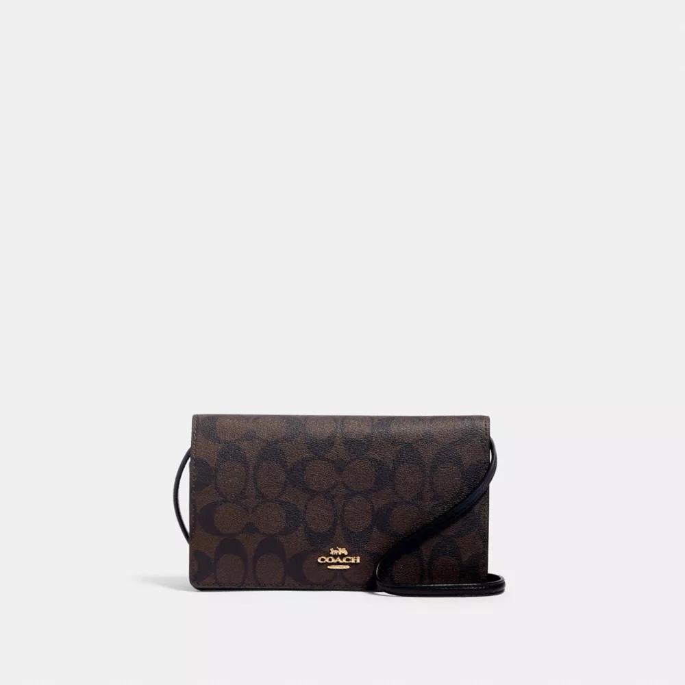 Coach Anna Foldover Clutch Crossbody In Signature Canvas